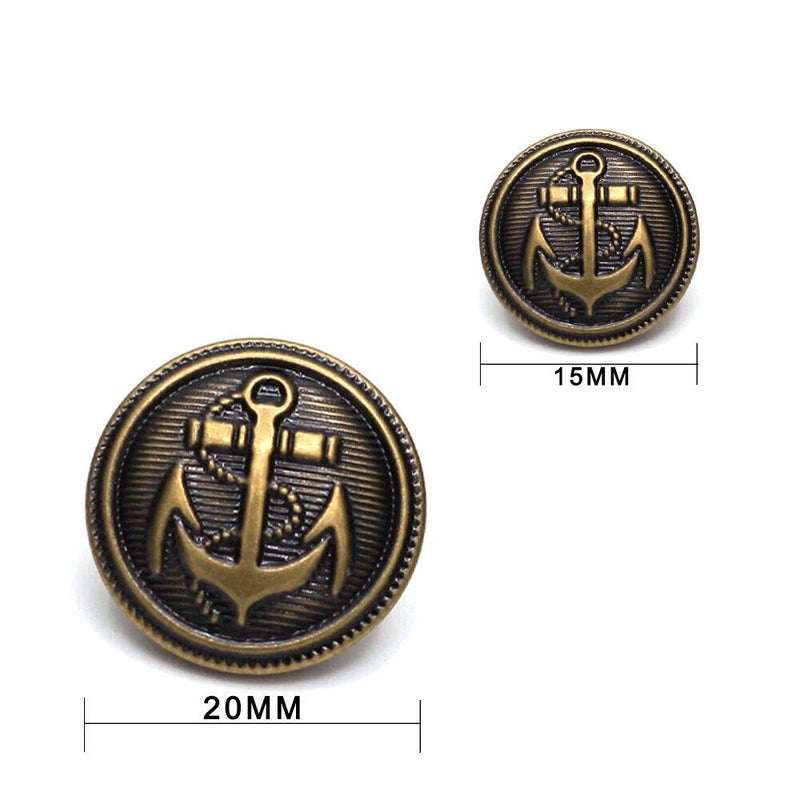 Enosea 11 Pcs Antiqued Brass Metal Blazer Button Set- Shank Style Fashion Buttons for Blazer, Suits, Coat, Uniform, Jacket - Image 3